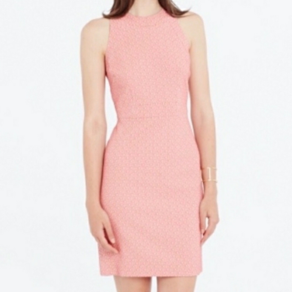 Ann Taylor | Pink and Cream Jacquard Aztec Print Sheath Dress (Size 6)